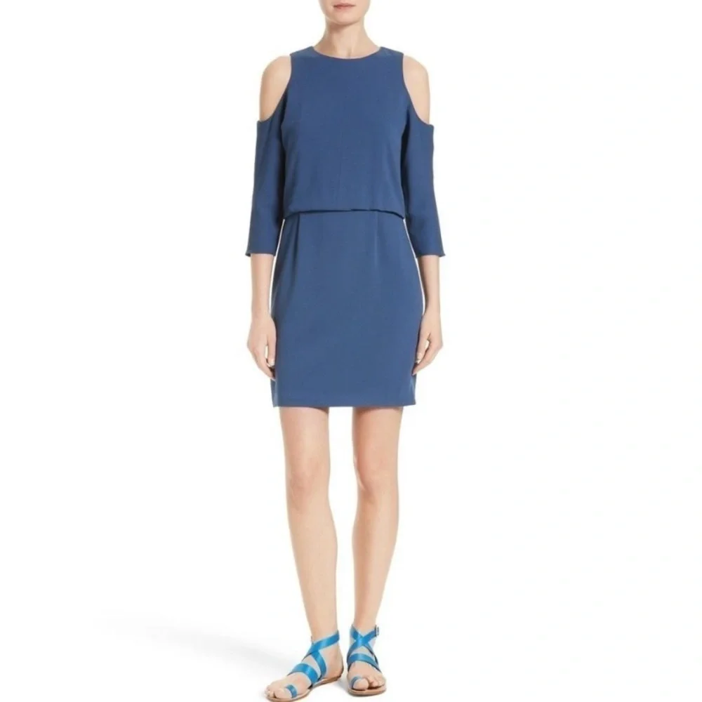 NWT Tibi Savanna Cold Shoulder Sheath Dress Delta